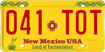NM license plate 041TOT