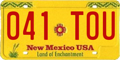 NM license plate 041TOU