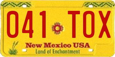 NM license plate 041TOX