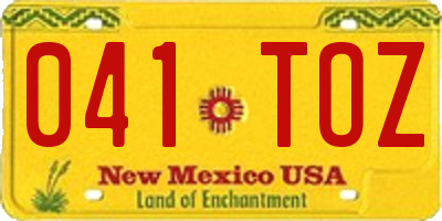 NM license plate 041TOZ