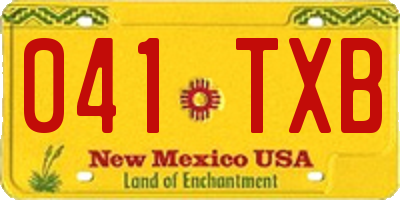 NM license plate 041TXB