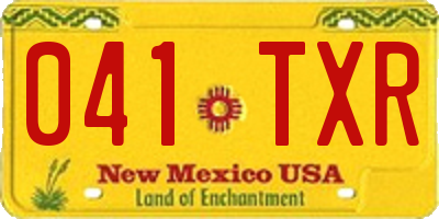 NM license plate 041TXR