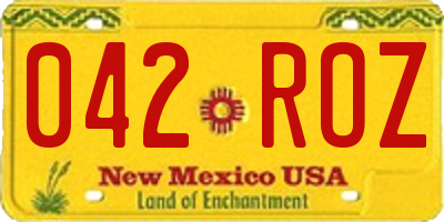 NM license plate 042ROZ
