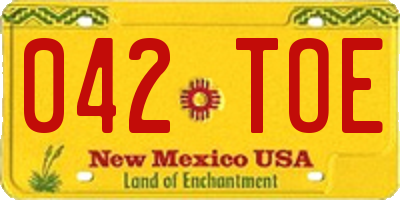 NM license plate 042TOE