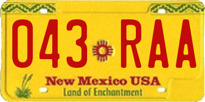 NM license plate 043RAA