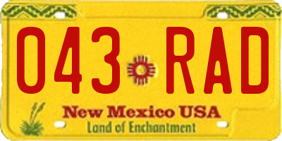 NM license plate 043RAD