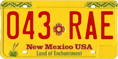 NM license plate 043RAE