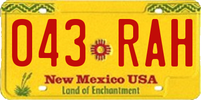 NM license plate 043RAH