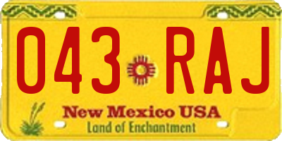 NM license plate 043RAJ