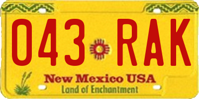 NM license plate 043RAK