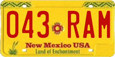NM license plate 043RAM