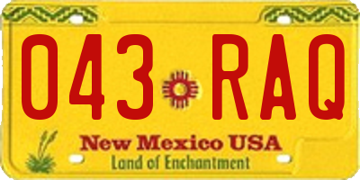 NM license plate 043RAQ
