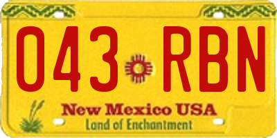 NM license plate 043RBN