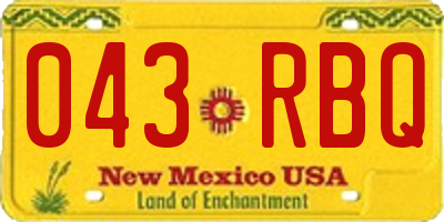 NM license plate 043RBQ