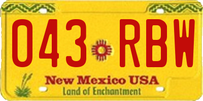 NM license plate 043RBW
