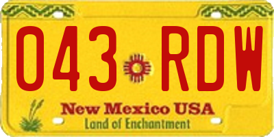 NM license plate 043RDW