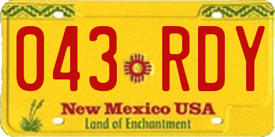 NM license plate 043RDY