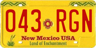 NM license plate 043RGN