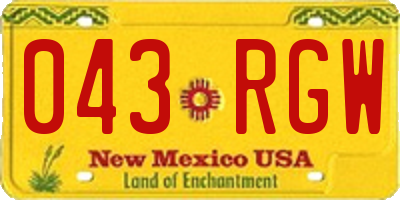 NM license plate 043RGW