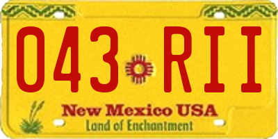 NM license plate 043RII