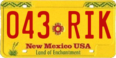 NM license plate 043RIK