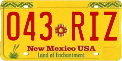 NM license plate 043RIZ
