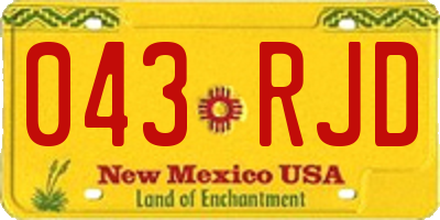 NM license plate 043RJD