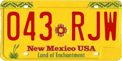 NM license plate 043RJW