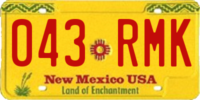 NM license plate 043RMK