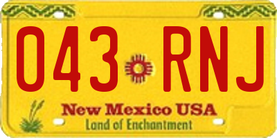 NM license plate 043RNJ