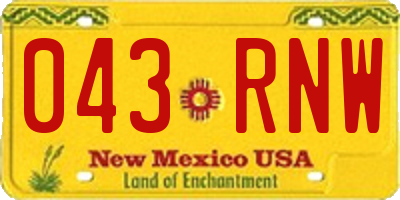 NM license plate 043RNW