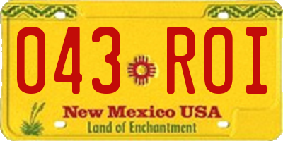NM license plate 043ROI