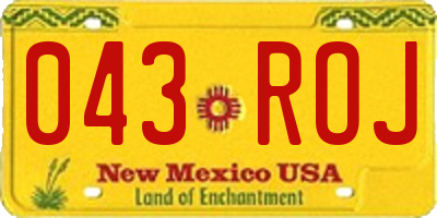 NM license plate 043ROJ