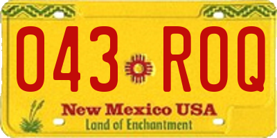 NM license plate 043ROQ
