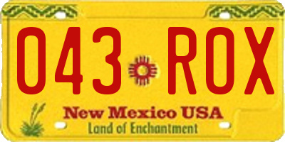 NM license plate 043ROX