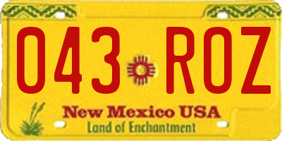 NM license plate 043ROZ