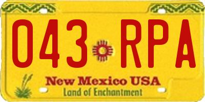 NM license plate 043RPA