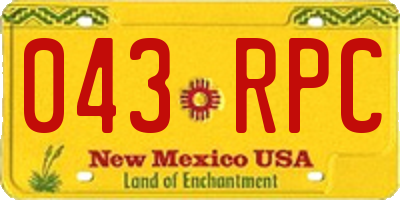 NM license plate 043RPC