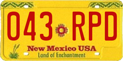 NM license plate 043RPD