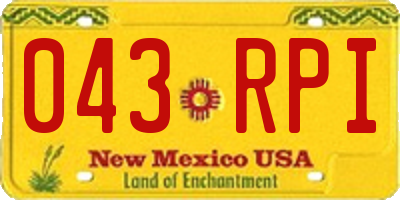 NM license plate 043RPI