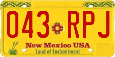 NM license plate 043RPJ