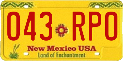 NM license plate 043RPO