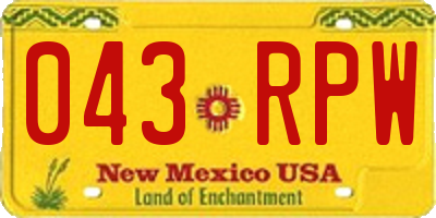 NM license plate 043RPW