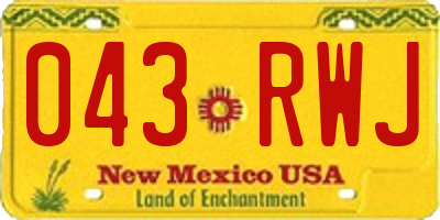 NM license plate 043RWJ