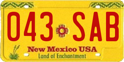 NM license plate 043SAB