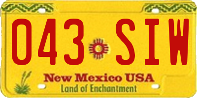 NM license plate 043SIW