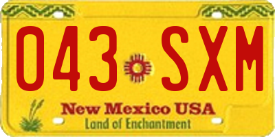 NM license plate 043SXM