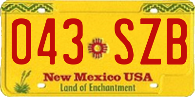 NM license plate 043SZB