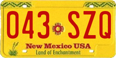 NM license plate 043SZQ