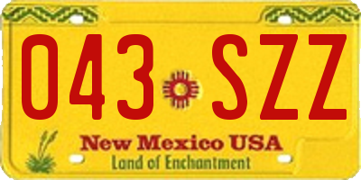 NM license plate 043SZZ